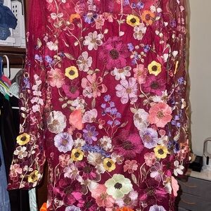 Vici Meliora Floral Applique Mini Dress - Color Wine